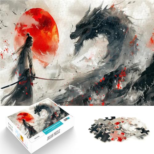 Puzzle 2000 Teile für Erwachsene Spielzeug für die ganze Familie Japanischer Samurai-Drache einzigartiges Herausforderungsspiel70x100cm von LKASGCBY