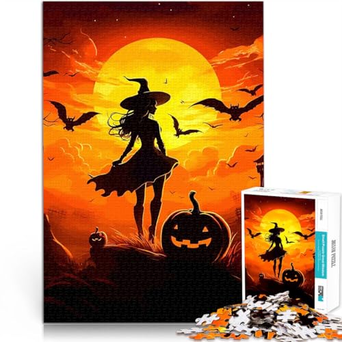 Puzzle 2000 Teile für Jugendliche Lernspiel-Herausforderungsspielzeug Halloween Hexensilhouette Die Liebe zwischen Paaren stärken70x100cm von LKASGCBY