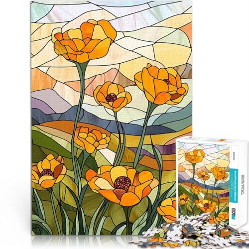 Puzzle 2000 Teile für Jugendliche Spielzeug-Intellektuelles Spiel Buntglasblumen Geburtstagsgeschenk, Geschenke70x100cm von LKASGCBY