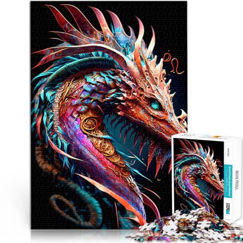 Puzzle für Erwachsene, 1000 Teile Dekomprimierendes intellektuelles Lernspielzeug Bunter Drache Lernspiel für Geburtstag, Weihnachten75x50cm von LKASGCBY