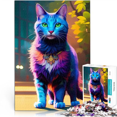 Puzzle für Erwachsene, 1000 Teile Familienspiel zum Stressabbau, schwierige Herausforderung Süßes blaues Katzentier Geburtstagsgeschenke75x50cm von LKASGCBY