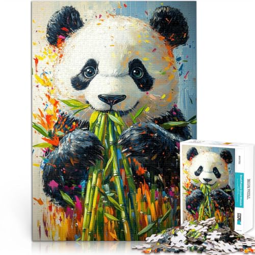 Puzzle für Erwachsene, 1000 Teile Intellektuelles Spiel Panda isst Bambus denn eignet ganze Familie75x50cm von LKASGCBY