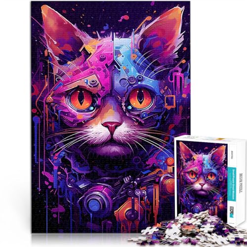 Puzzle für Erwachsene, 1000 Teile Lernspiele DIY Spielzeug Futuristische Roboterkatze einzigartiges Herausforderungsspiel52x38cm von LKASGCBY