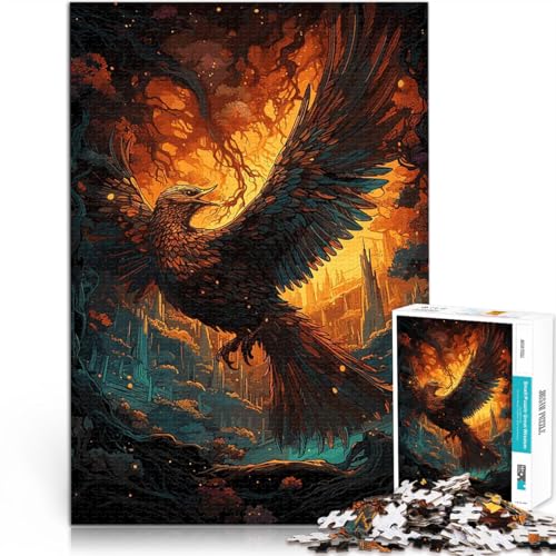 Puzzle für Erwachsene, 1000 Teile Stressabbau – Staycation – Zeit totschlagen Strahlender Goldener Phönix Perfekte Dekoration75x50cm von LKASGCBY