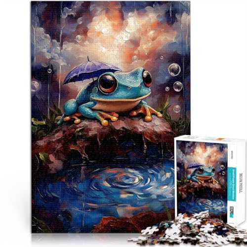 Puzzle für Erwachsene, 2000 Teile Lernspiele Heimdekoration Frosch mit Regenschirm im Regen Lernspiel für Geburtstag, Weihnachten70x100cm von LKASGCBY