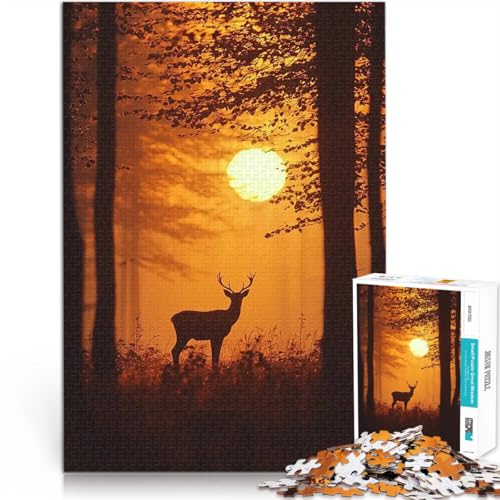 Puzzle für Erwachsene, 2000 Teile Pädagogisches Spielzeug zum Stressabbau Hirschsilhouette bei Sonnenuntergang Geburtstagsgeschenk70x100cm von LKASGCBY