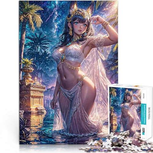 Puzzle für Erwachsene 1000 Teile Lernspielzeug für die ganze Familie Ägyptische Göttin im Mondlicht Wanddekoration75x50cm von LKASGCBY