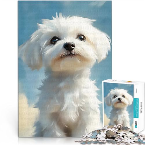 Puzzle für Erwachsene 1000 Teile Pädagogisches Familienspiel Malteser-Hundeporträt Angebot als Geschenk für die ganze Familie38x26cm von LKASGCBY