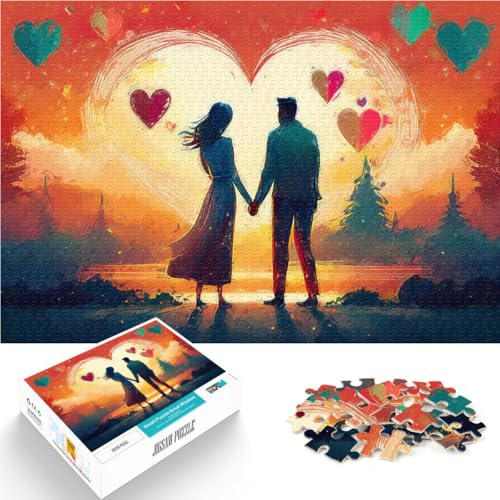Puzzle für Erwachsene 1000 Teile Spielzeug Lernspiele Stressabbau Paar im Liebessonnenuntergang Geburtstagsgeschenk, Geschenke52x38cm von LKASGCBY