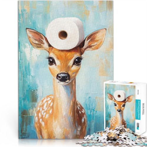 Puzzle für Erwachsene 1000 Teile für Lernspiel-Herausforderungsspielzeug Hirsch mit Toilettenpapierhut Heimdekoration75x50cm Puzzle für Erwachsene 1000 Teile für Lernspiel-Herausforderungsspielzeug Hirsch mit Toilettenpapierhut Heimdekoration75x50cm von LKASGCBY