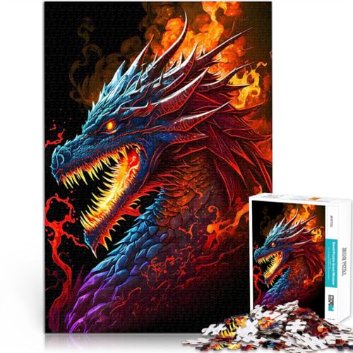 Puzzle für Erwachsene 2000 Teile Herausforderndes Spiel Feuriger Drachenkopf abstrakt Geeignet für die Schreibtischdekoration70x100cm von LKASGCBY