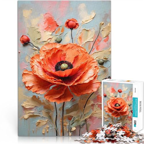 Puzzle für Erwachsene 2000 Teile Herausforderndes Spiel Mohn-Ölgemälde Jedes Stück ist einzigartig – Anspruchsvolles Familienspiel70x100cm von LKASGCBY