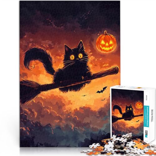 Puzzle für Erwachsene 2000 Teile Herausforderndes Spiel Schwarze Katze Halloween Lernspiel für Geburtstag, Weihnachten70x100cm von LKASGCBY