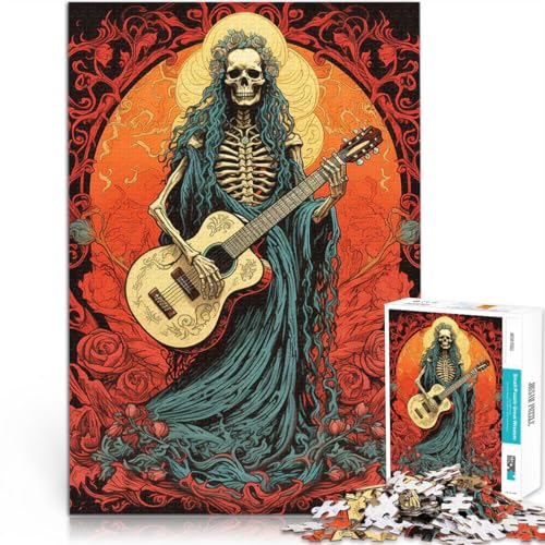 Puzzle für Erwachsene 2000 Teile pädagogische Herausforderung Skelett spielt Gitarre einzigartiges Herausforderungsspiel70x100cm von LKASGCBY