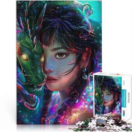 Puzzle für Erwachsene mit 1000 Teilen Anspruchsvolles Spiel und Familienspaß Asiatische Frau EIN Drache Tolles Geschenk für Spiele52x38cm von LKASGCBY