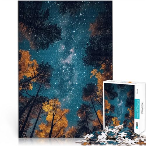 Puzzle für Erwachsene mit 1000 Teilen Für Familienspaß Sternenhimmel über Waldsilhouetten Geschenke für Freunde und Familie38x26cm von LKASGCBY