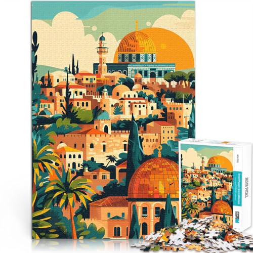 Puzzle für Erwachsene mit 1000 Teilen Lernspiele DIY Spielzeug Jerusalemer Stadtbild Geeignet für die Schreibtischdekoration52x38cm von LKASGCBY