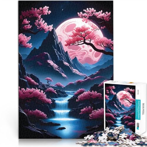 Puzzle für Erwachsene mit 1000 Teilen Lernspiele Kirschblüten-Japan-Kunst mit vollständig ineinander greifenden, zufällig geformten Teilen75x50cm von LKASGCBY