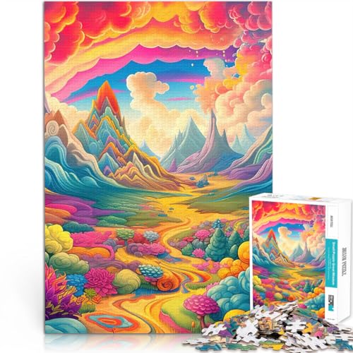Puzzle für Erwachsene mit 1000 Teilen Spielzeug Lernspiele Stressabbau Bunte Fantasieberge Lernspiel für Geburtstag, Weihnachten75x50cm von LKASGCBY