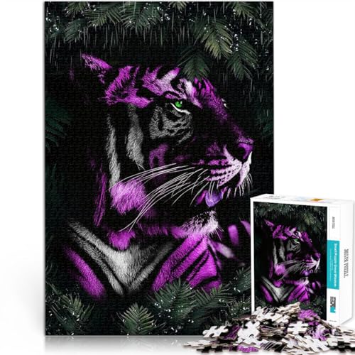 Puzzle für Erwachsene mit 1000 Teilen Spielzeug Lernspiele Stressabbau Tiger im Regen Geeignet für die Schreibtischdekoration75x50cm von LKASGCBY