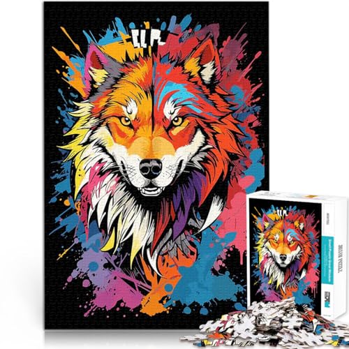 Puzzle für Erwachsene mit 1000 Teilen Spielzeug Lernspiele Stressabbau Wolfskopf-Graffiti-Stil Lernspiel für Geburtstag, Weihnachten52x38cm von LKASGCBY