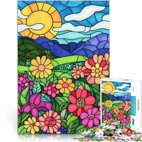 Puzzle für Erwachsene mit 2000 Teilen Lernspiele DIY Spielzeug Buntglasblumen eignet ganze Familie70x100cm von LKASGCBY
