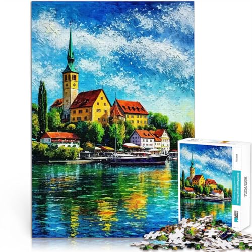 Puzzle für Erwachsene mit 2000 Teilen Quizspiel Gemälde eines Dorfes am Bodensee Tolle Geschenke und Spielzeuge70x100cm von LKASGCBY