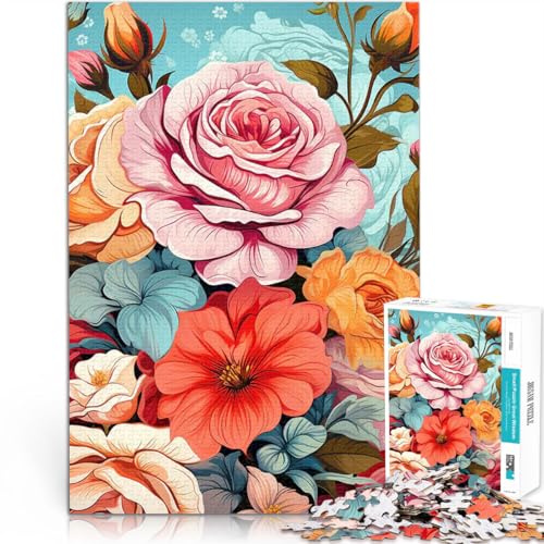 Puzzle für Erwachsene mit 2000 Teilen Quizspiel Lebendiger Rosenstrauß Blumenkunst Geschenke für Freunde und Familie70x100cm von LKASGCBY