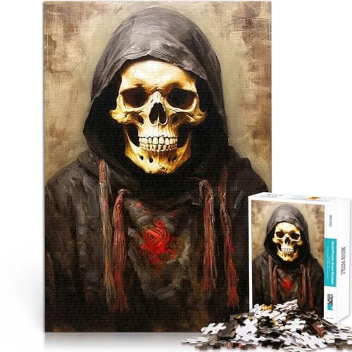 Puzzle für Erwachsene mit 2000 Teilen Quizspiel Modischer Kapuzenpullover mit Totenkopf-Motiv einzigartiges Herausforderungsspiel70x100cm von LKASGCBY