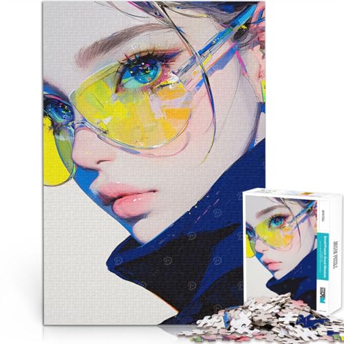 Puzzle für Erwachsene mit 2000 Teilen für Lernspiel-Herausforderungsspielzeug Gelbe Sonnenbrille Lernspiel für Geburtstag, Weihnachten70x100cm von LKASGCBY