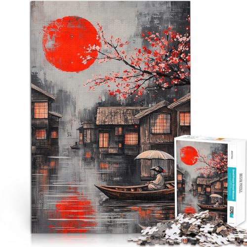 Puzzle für Erwachsene mit 2000 Teilen lustige Spiele für die ganze Familie Sonnenuntergang auf der japanischen Wasserstraße Lustiges Geschenk70x100cm von LKASGCBY