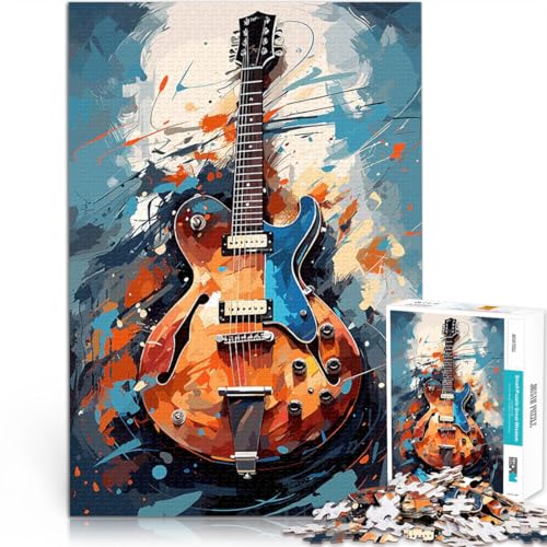 Puzzle für Jugendliche 1000 Teile Herausfordernd Schwierig E-Gitarre Aquarell Jedes Stück ist einzigartig – Anspruchsvolles Familienspiel52x38cm von LKASGCBY