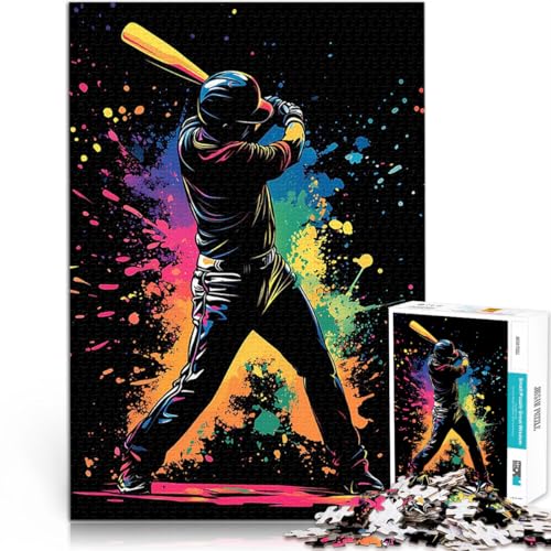 Puzzle für Jugendliche 1000 Teile Lernspiele Heimdekoration Baseball-Spieler-Silhouette Angebot als Geschenk für die ganze Familie38x26cm von LKASGCBY