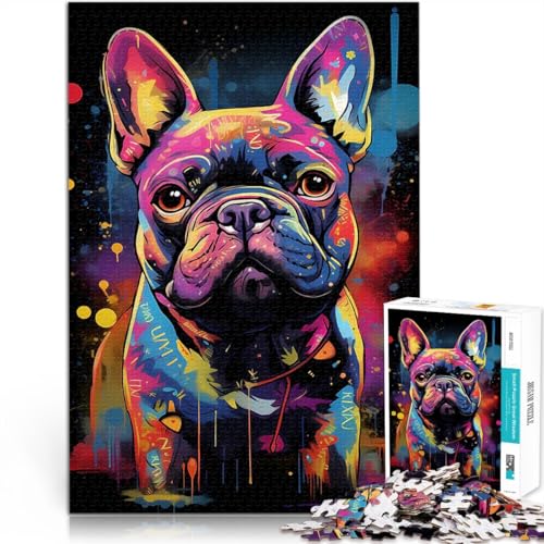 Puzzle für Jugendliche 1000 Teile Lernspiele Heimdekoration Graffiti Französische Bulldogge Künstlersammlung, Bildende Kunst38x26cm von LKASGCBY