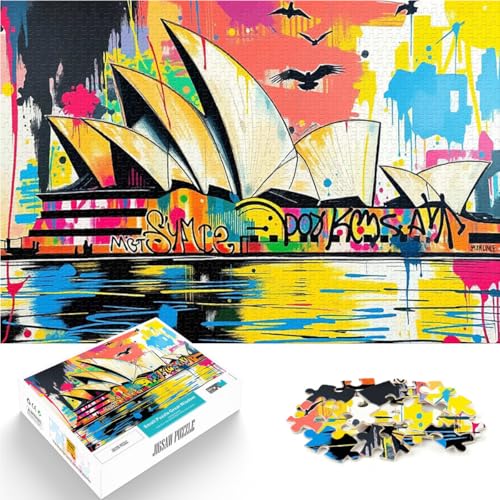 Puzzle für Jugendliche 1000 Teile Spiel Graffiti-Kunst im Sydney Opera House Lustige Aktivitäten für zu Hause, Geburtstagsgeschenk, Reisegeschenk,75x50cm von LKASGCBY