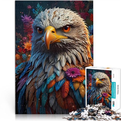 Puzzle für Jugendliche 1000 Teile Spielzeug Lernspiele Stressabbau Buntes Adlerporträt Geburtstagsgeschenk, Geschenke38x26cm von LKASGCBY