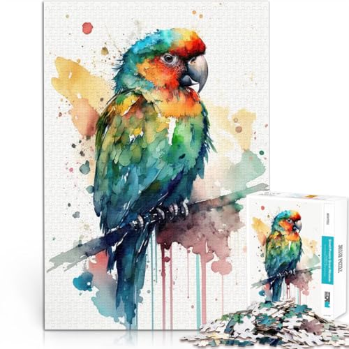 Puzzle für Jugendliche 1000 Teile Spielzeug Lernspiele Stressabbau Papagei Aquarell Geburtstagsgeschenk, Geschenke38x26cm von LKASGCBY