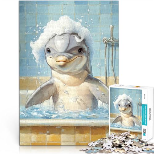 Puzzle für Jugendliche 2000 Teile Pädagogisches Spielzeug zum Stressabbau Delphin in Einer Badewanne Wanddekoration70x100cm von LKASGCBY