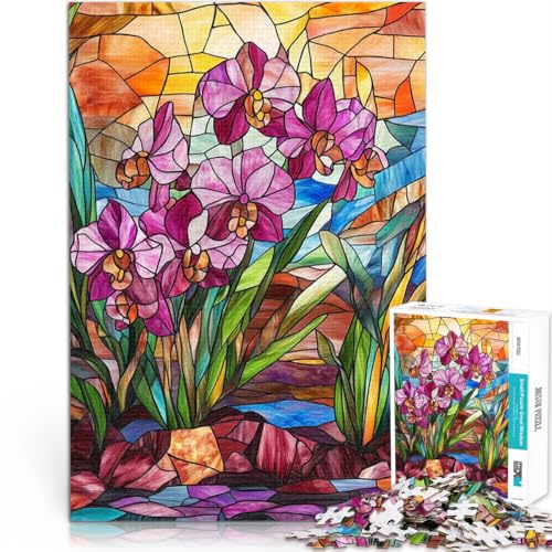 Puzzle für Jugendliche 2000 Teile für Lernspiel-Herausforderungsspielzeug Orchidee aus Buntglas Lernspiel für Geburtstag, Weihnachten70x100cm von LKASGCBY