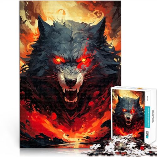 Puzzle für Jugendliche 2000 Teile lustige Spiele für die ganze Familie Inferno Flammenwolf Geburtstagsgeschenk, Geschenke70x100cm von LKASGCBY
