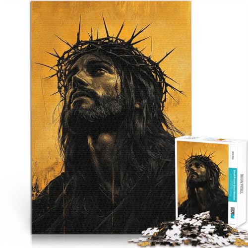 Puzzle für Teenager 1000 Teile Dekomprimierendes intellektuelles Lernspielzeug Porträt von Jesus Christus tolles Geschenk75x50cm von LKASGCBY