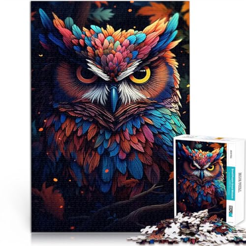 Puzzle für Teenager 1000 Teile Familienspiel zum Stressabbau, schwierige Herausforderung Eulenmagie Wohnkunstdekor38x26cm von LKASGCBY