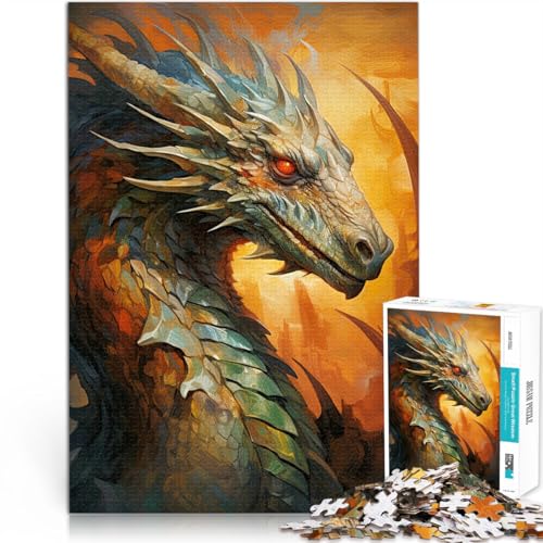 Puzzle für Teenager 1000 Teile Geschenke zum Suchbegriff: Herausfordernde Spiele Drachen-Kunstwerk für Heimdekoration75x50cm von LKASGCBY