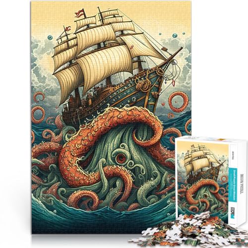 Puzzle für Teenager 1000 Teile Geschenke zum Suchbegriff: Herausfordernde Spiele Piratenschiff Oktopus Geburtstagsgeschenk75x50cm von LKASGCBY