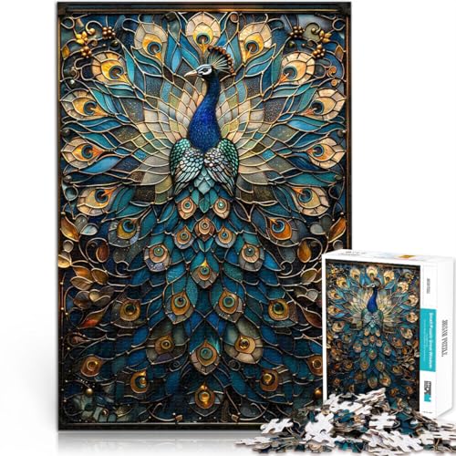 Puzzle für Teenager 1000 Teile Herausfordernd Schwierig Buntglas-Pfau eignet ganze Familie38x26cm von LKASGCBY