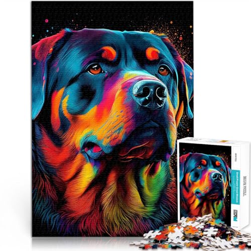 Puzzle für Teenager 1000 Teile Lernspielzeug für die ganze Familie Rottweiler Bunter Hund Künstlersammlung, Bildende Kunst52x38cm von LKASGCBY