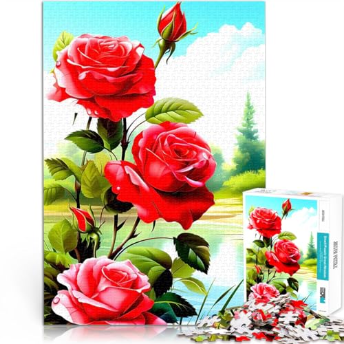 Puzzle für Teenager 1000 Teile Stressabbau – Staycation – Zeit totschlagen Rose Lustige Aktivitäten für zu Hause, Geburtstagsgeschenk, Reisegeschenk,52x38cm von LKASGCBY