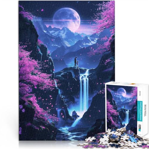 Puzzle für Teenager 1000 Teile für Lernspiel-Herausforderungsspielzeug Japanische Neon-Fantasie Geburtstagsgeschenk, Geschenke, Wandkunst52x38cm von LKASGCBY