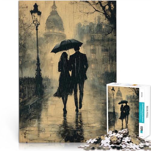 Puzzle für Teenager 2000 Teile Quizspiel Romantischer Regenspaziergang – Charcoal Style Lernspiel für Geburtstag, Weihnachten70x100cm von LKASGCBY
