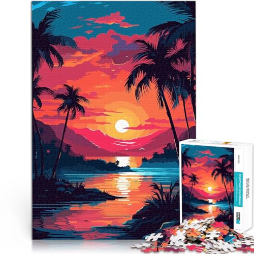 Teenager 1000 Teile Puzzle Anspruchsvolles Spiel und Familienspaß Tropische Sonnenuntergangslandschaft Gutes Geschenk38x26cm von LKASGCBY
